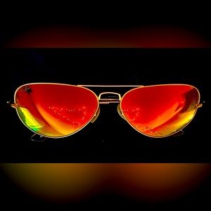 Ray Ban 58014 Aviator Sun Glasses Matte Gold with Orange lenses!!!